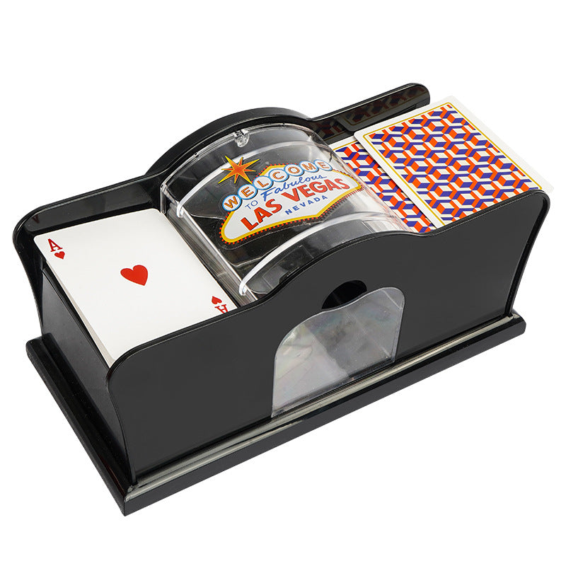 card shuffler with hand crank