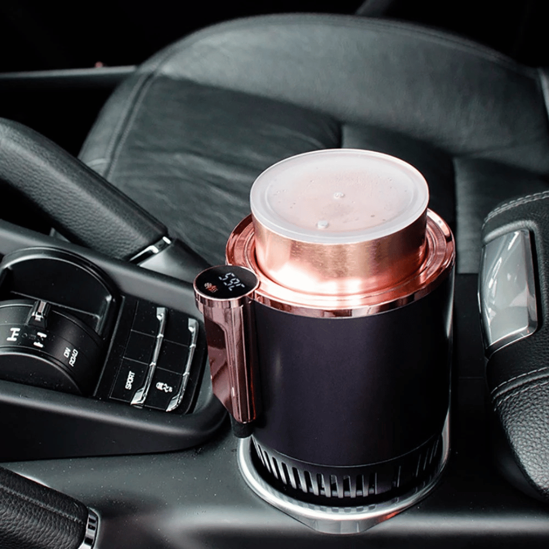 Smart cooling and heating cup for the car