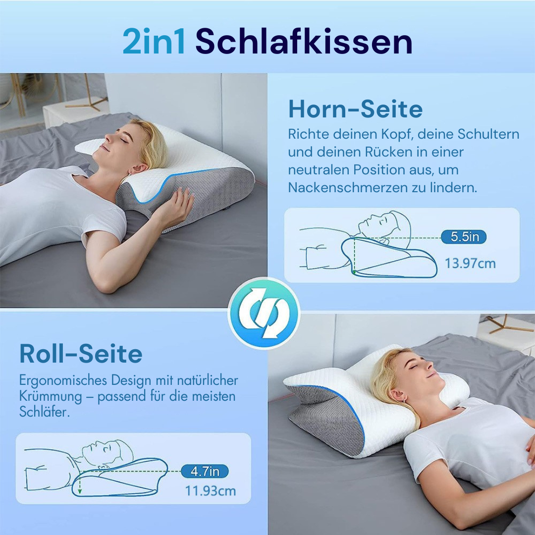 2in1 Ergonomisches Kissen - Erholsamer Schlaf ohne Verspannungen