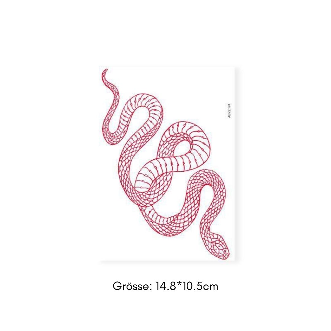 Red Snake temporary sticker tattoo