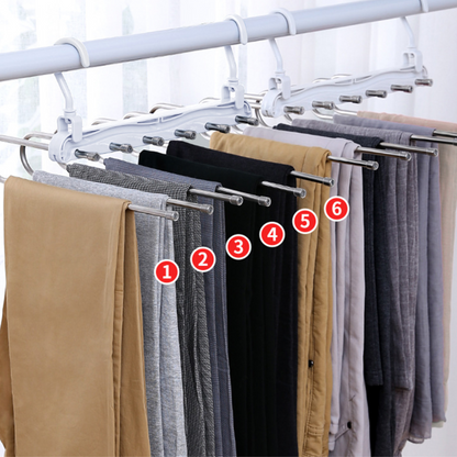 Space-saving hanger for trousers, scarves and ties